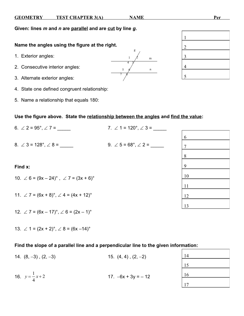 Given: Lines M and N Are Parallel and Are Cut by Line G