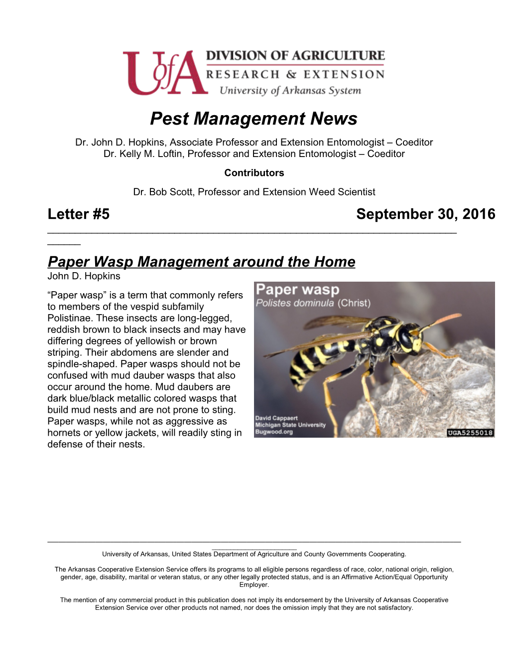 Pest Management News