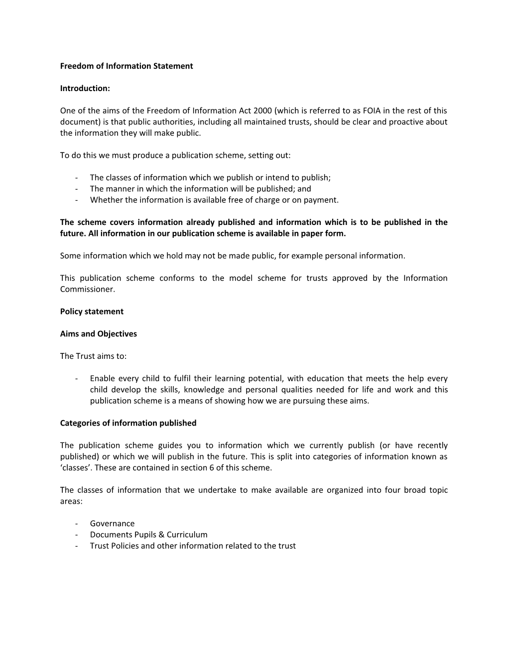 Freedom of Information Statement s1