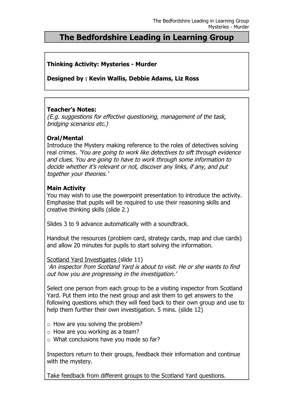 The Bedfordshire Leading in Learning Group