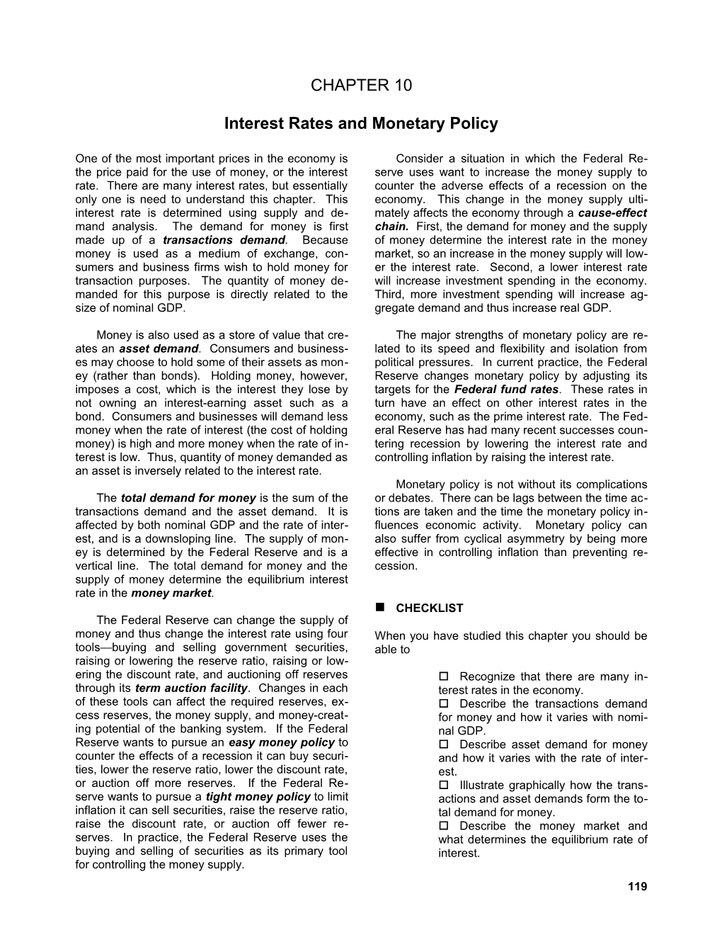 Interest Rates and Monetary Policy