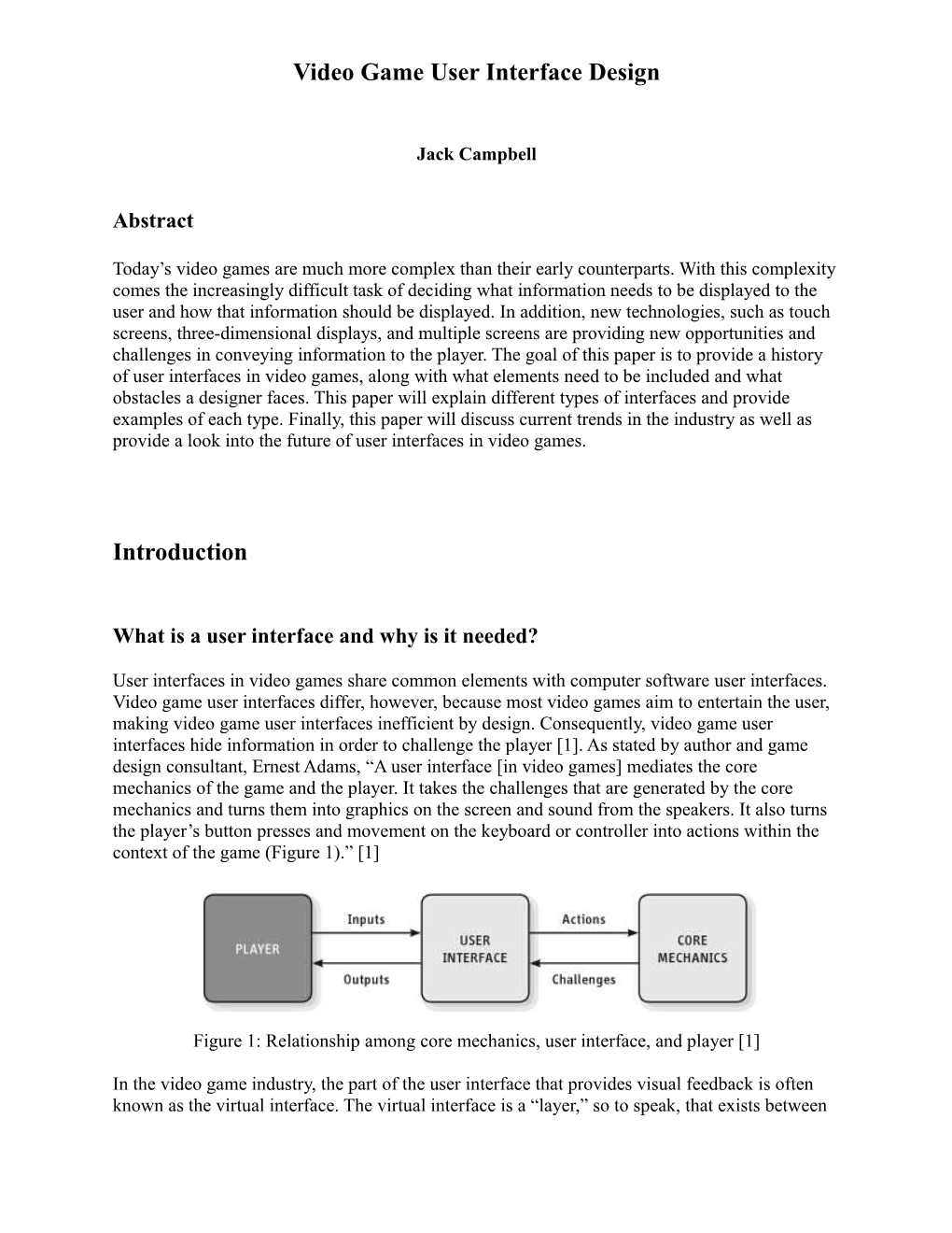 Video Game User Interface Design