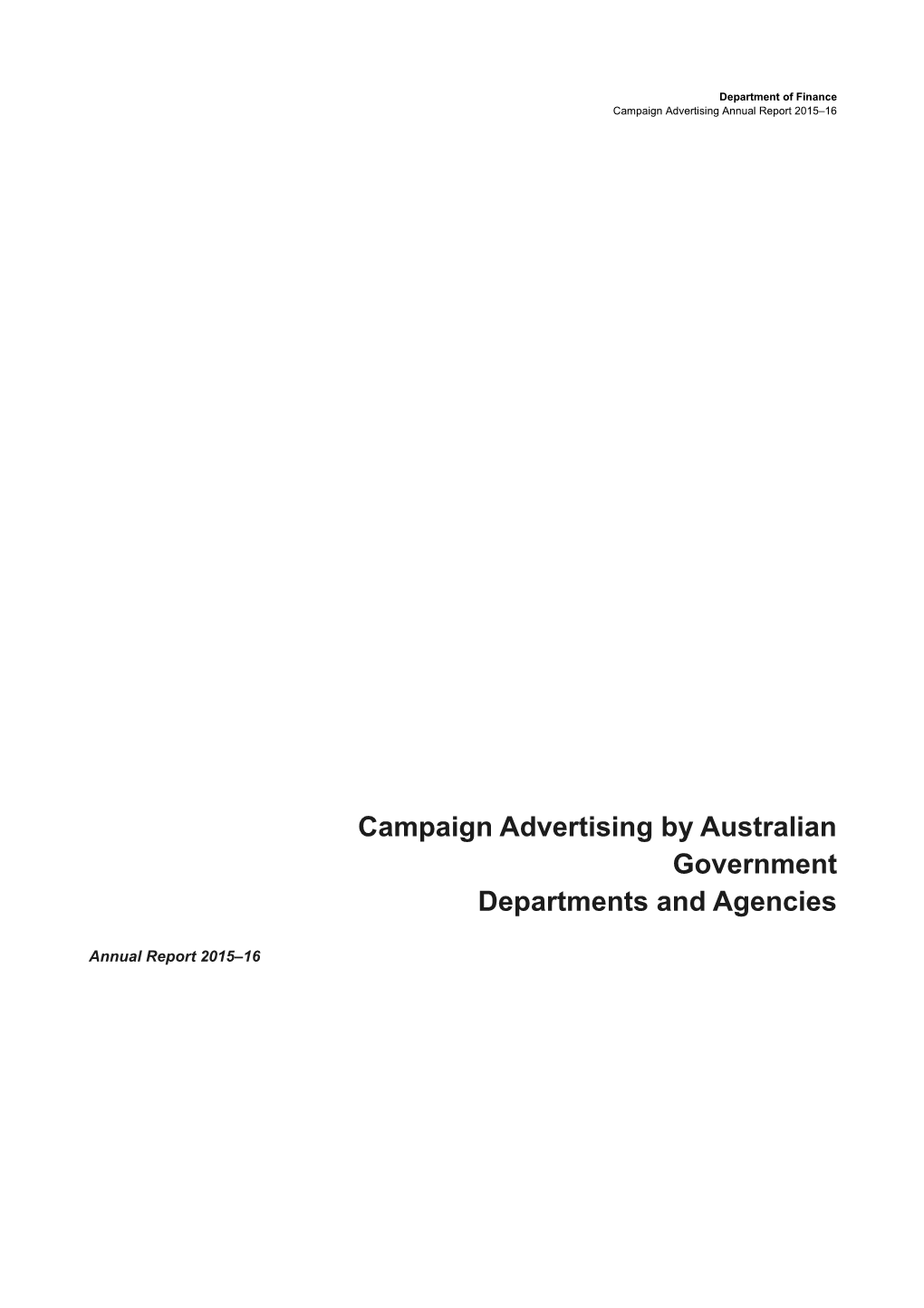Campaign Advertising by Australian Government Departments and Agencies - Annual Report 2015-16