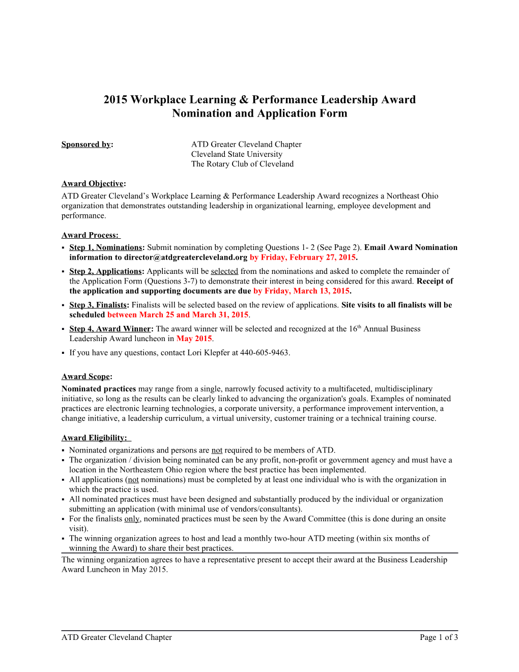 Training and Development Leadership Award