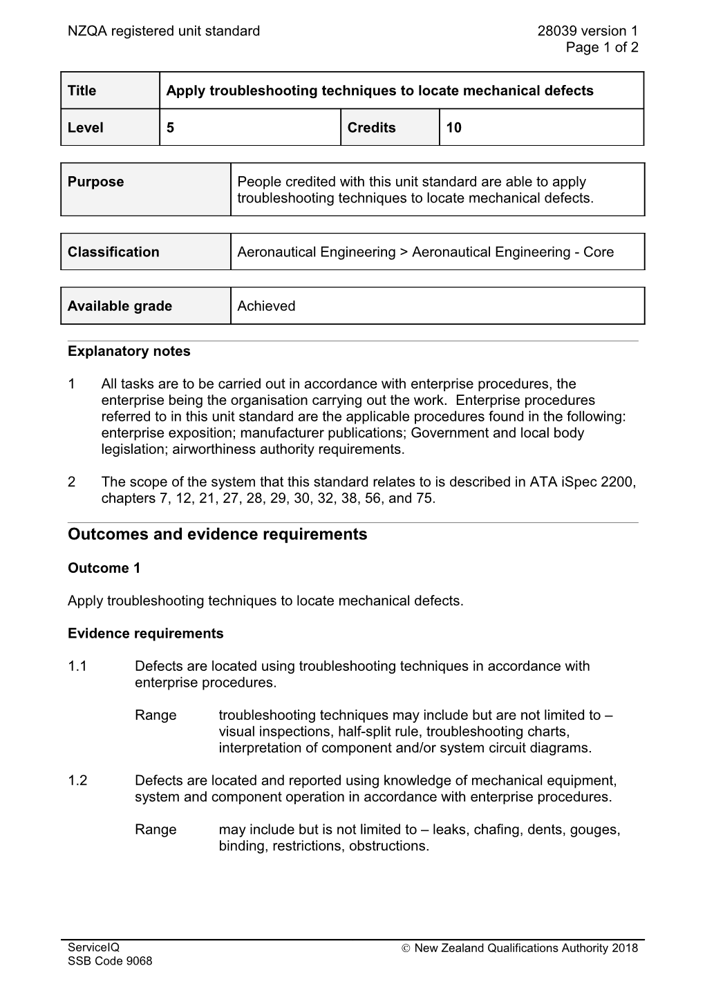 28039 Apply Troubleshooting Techniques to Locate Mechanical Defects