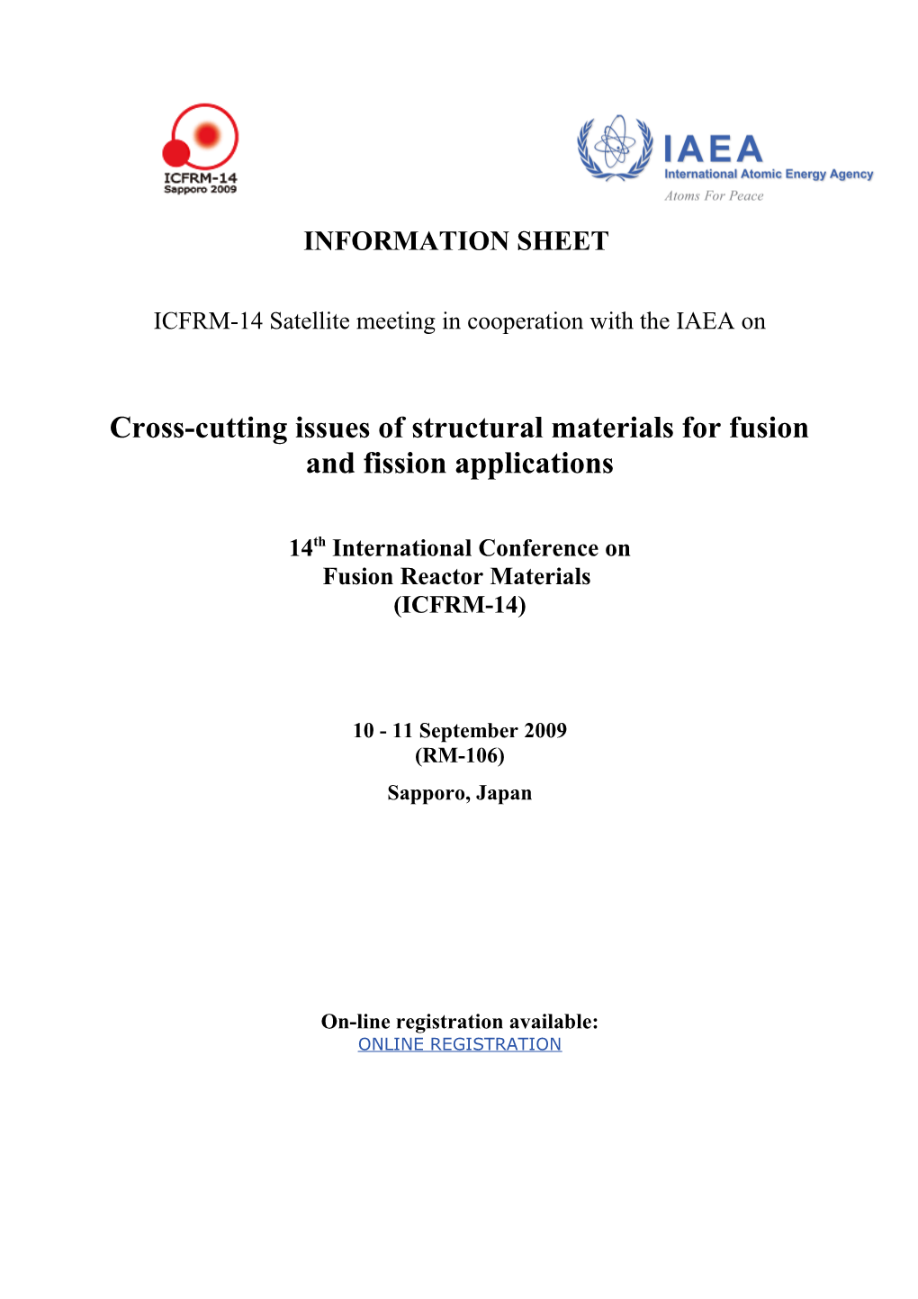 ICFRM-14 Satellite Meeting in Cooperation with the IAEA On