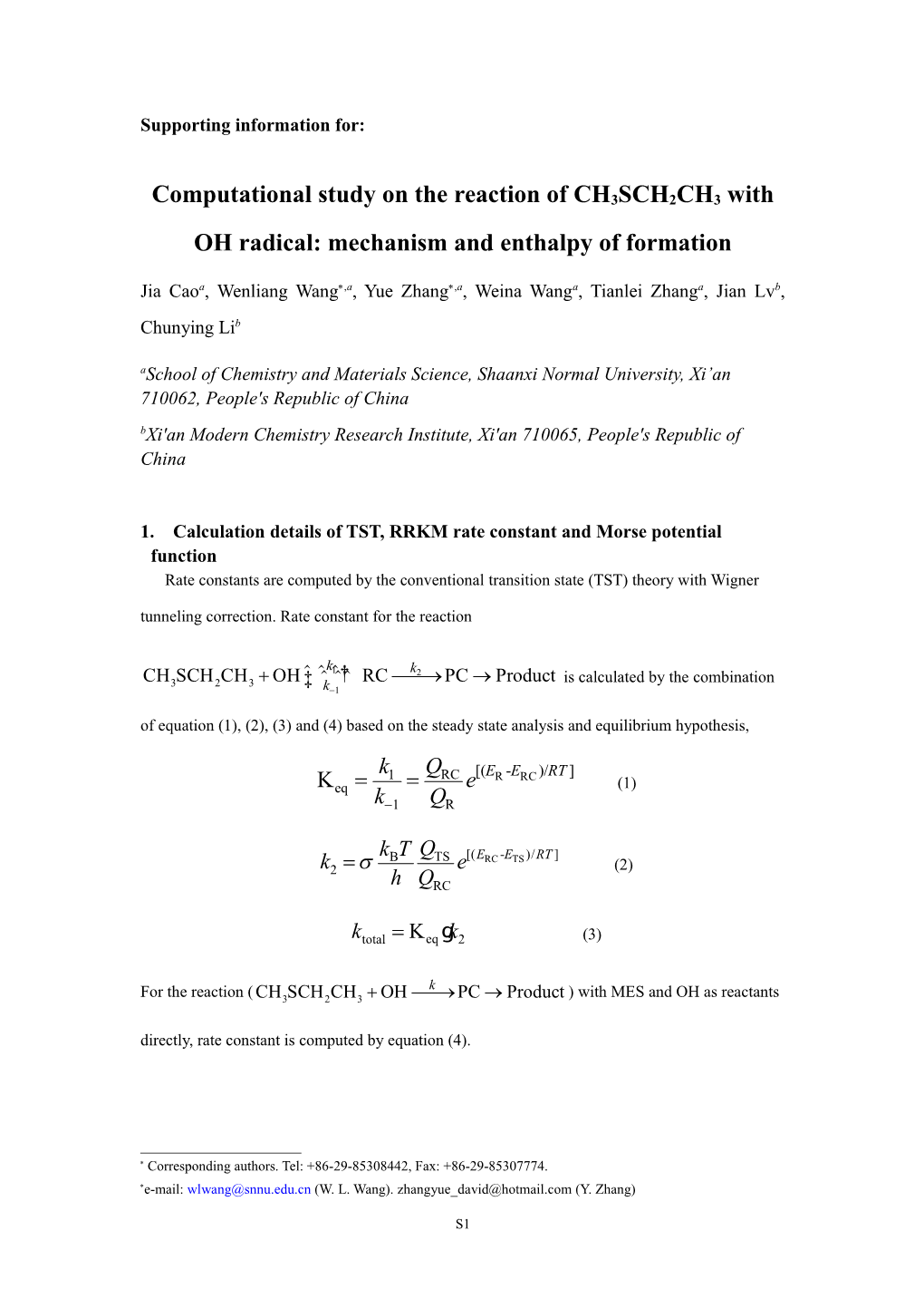 Computational Study on the Reaction of CH3SCH2CH3 with OH Radical: Mechanism and Enthalpy