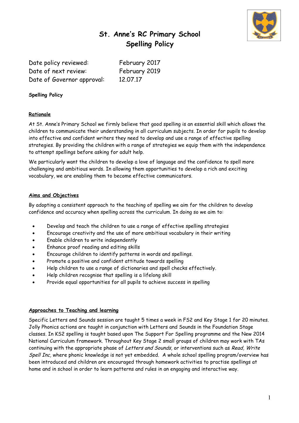 CSF Model Geography Policy for Primary Schools