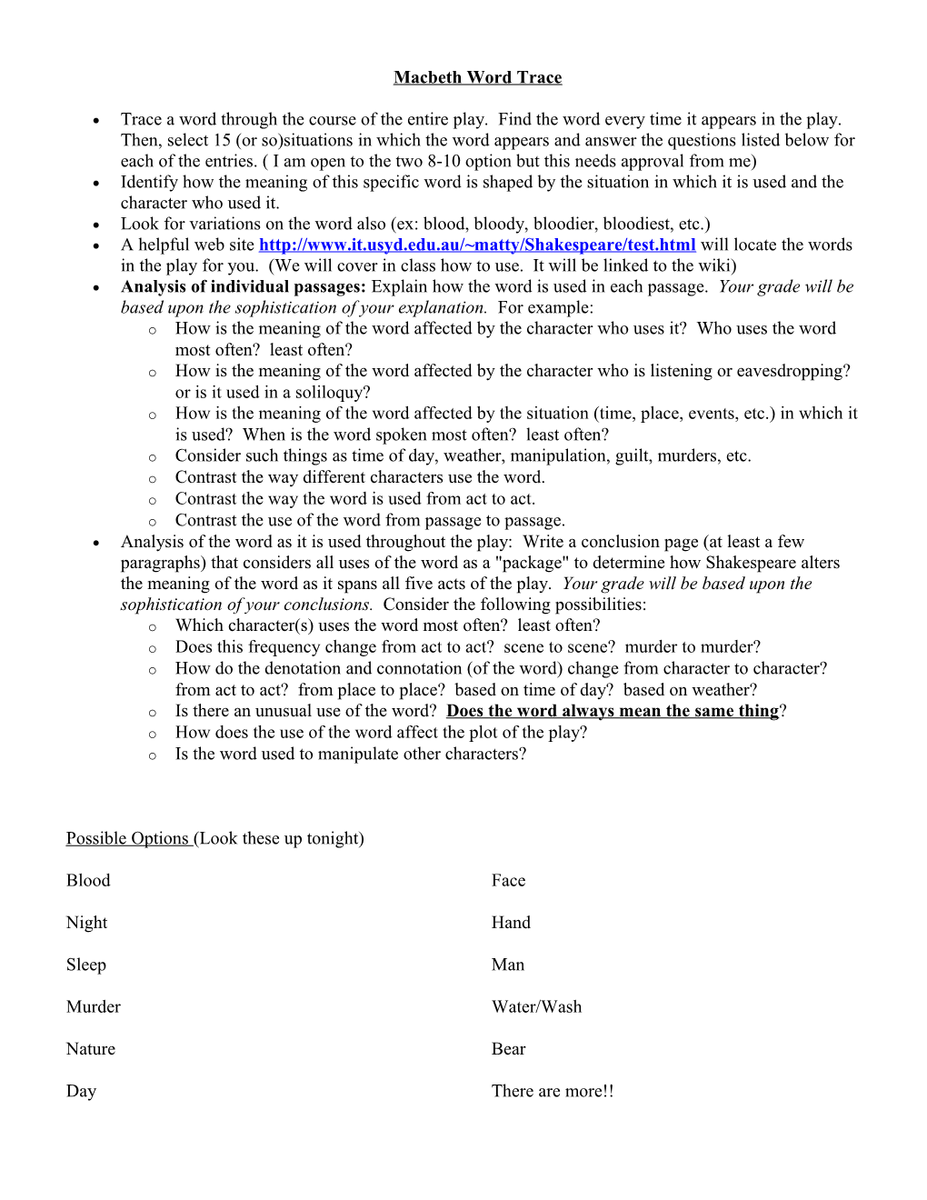 Macbeth Word Trace