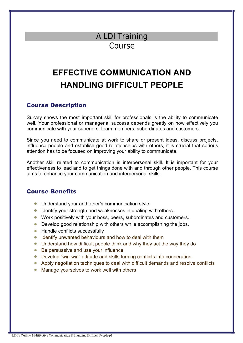 Interpersonal Communication Skills