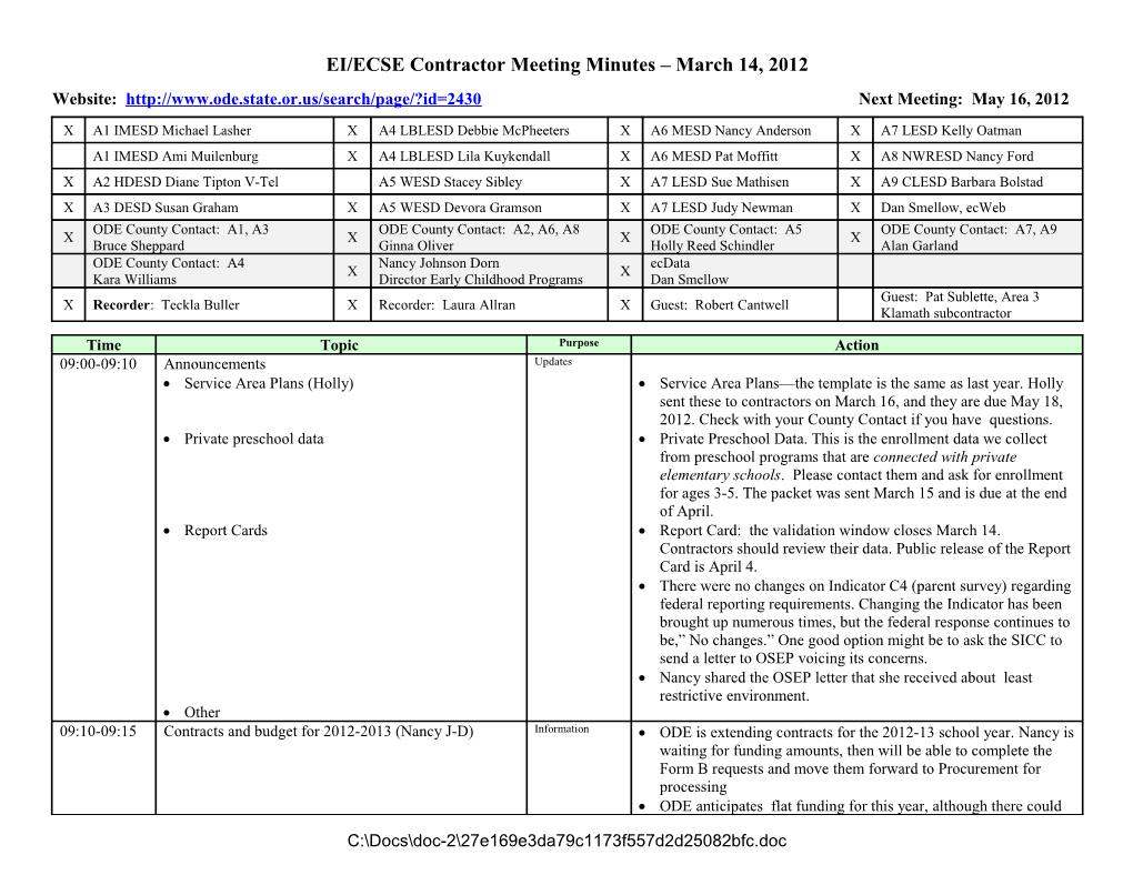 EI/ECSE Contractor Meeting