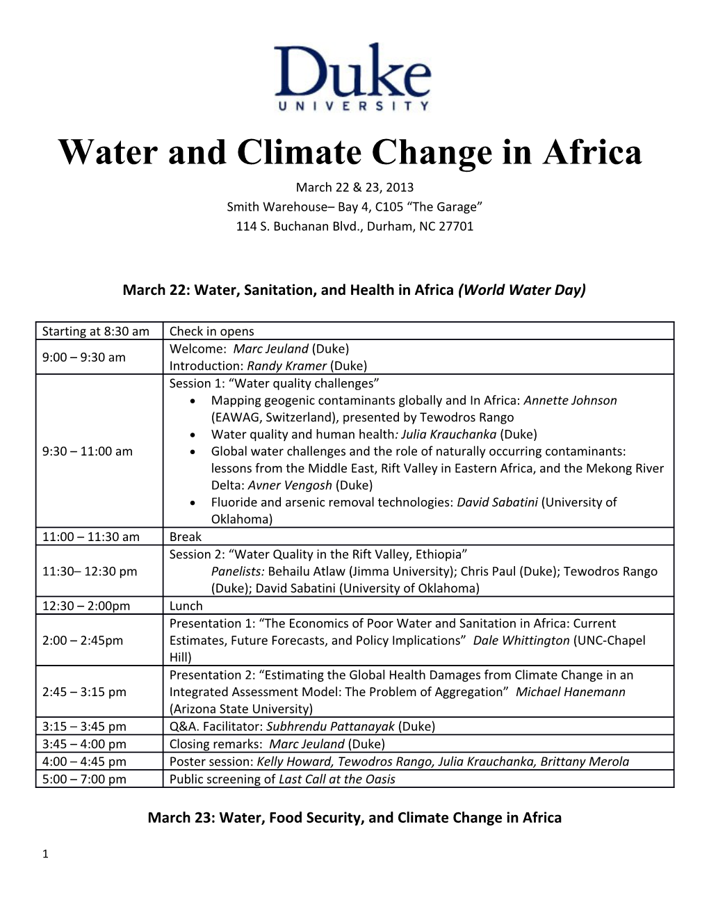 Water and Climate Change in Africa