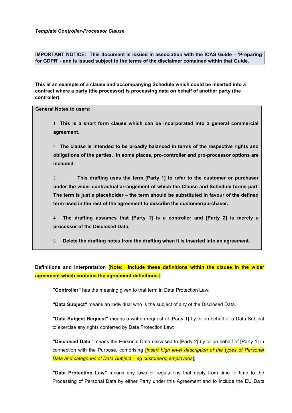 Template Controller-Processor Clause