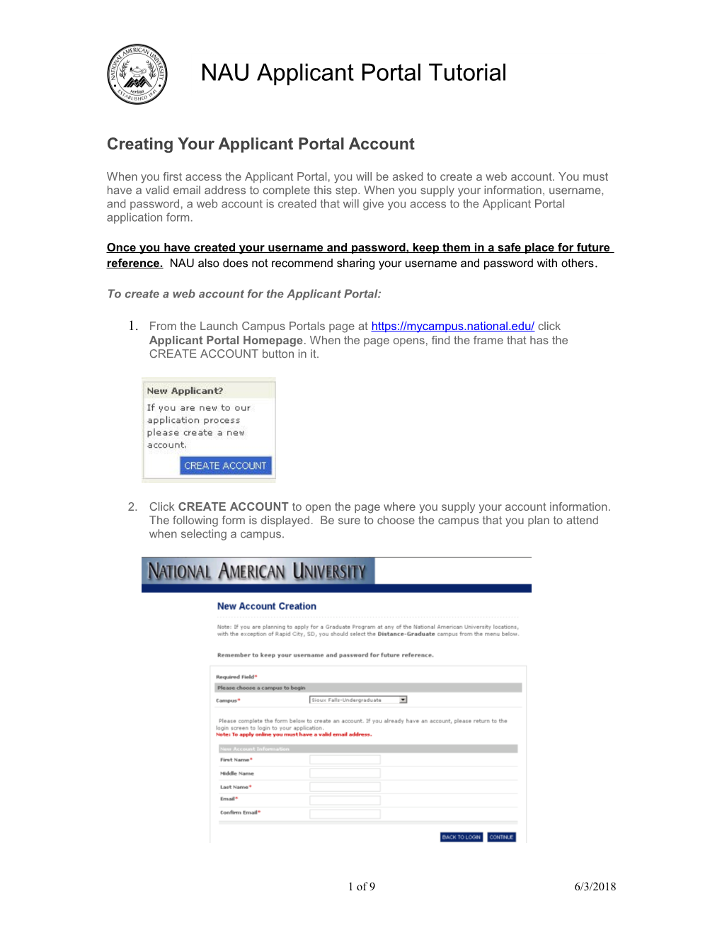 Creating Your Applicant Portal Account
