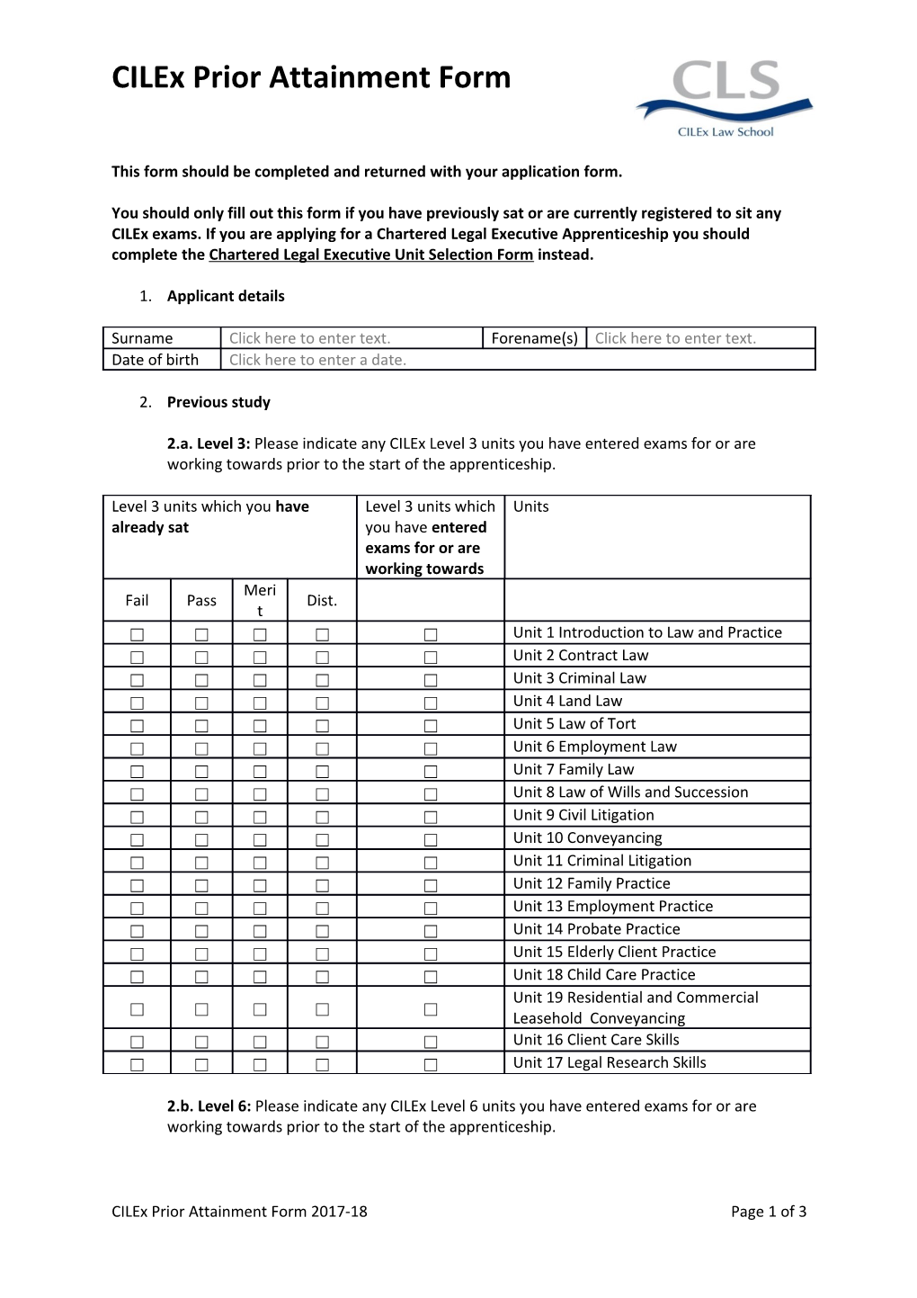 This Form Should Be Completed and Returned with Your Application Form