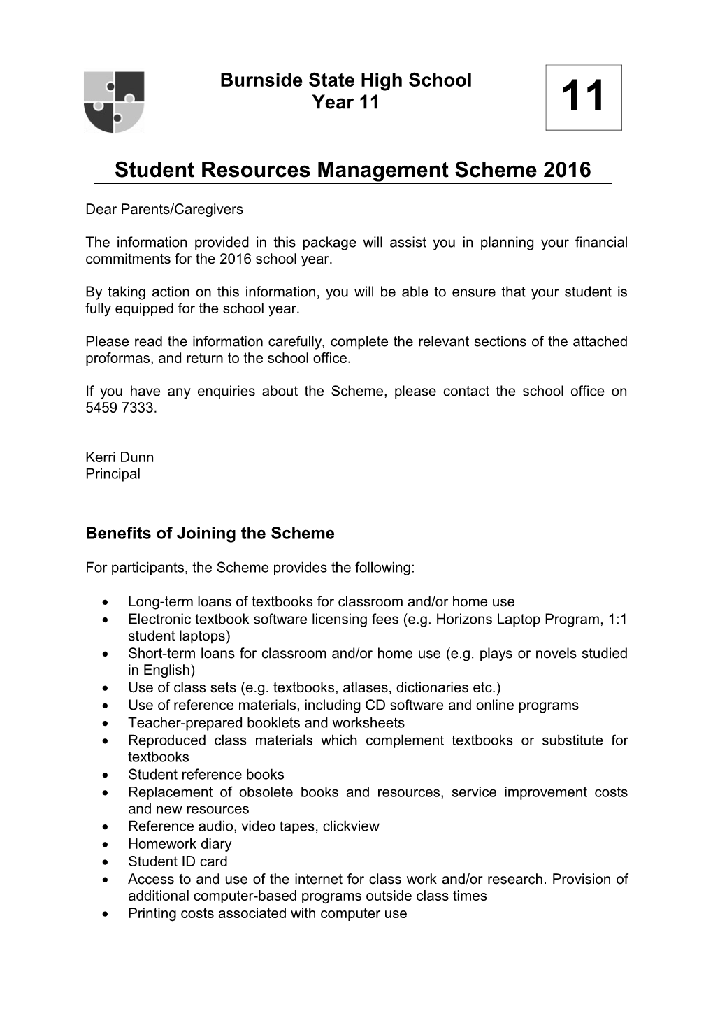Resource Scheme - Year 11