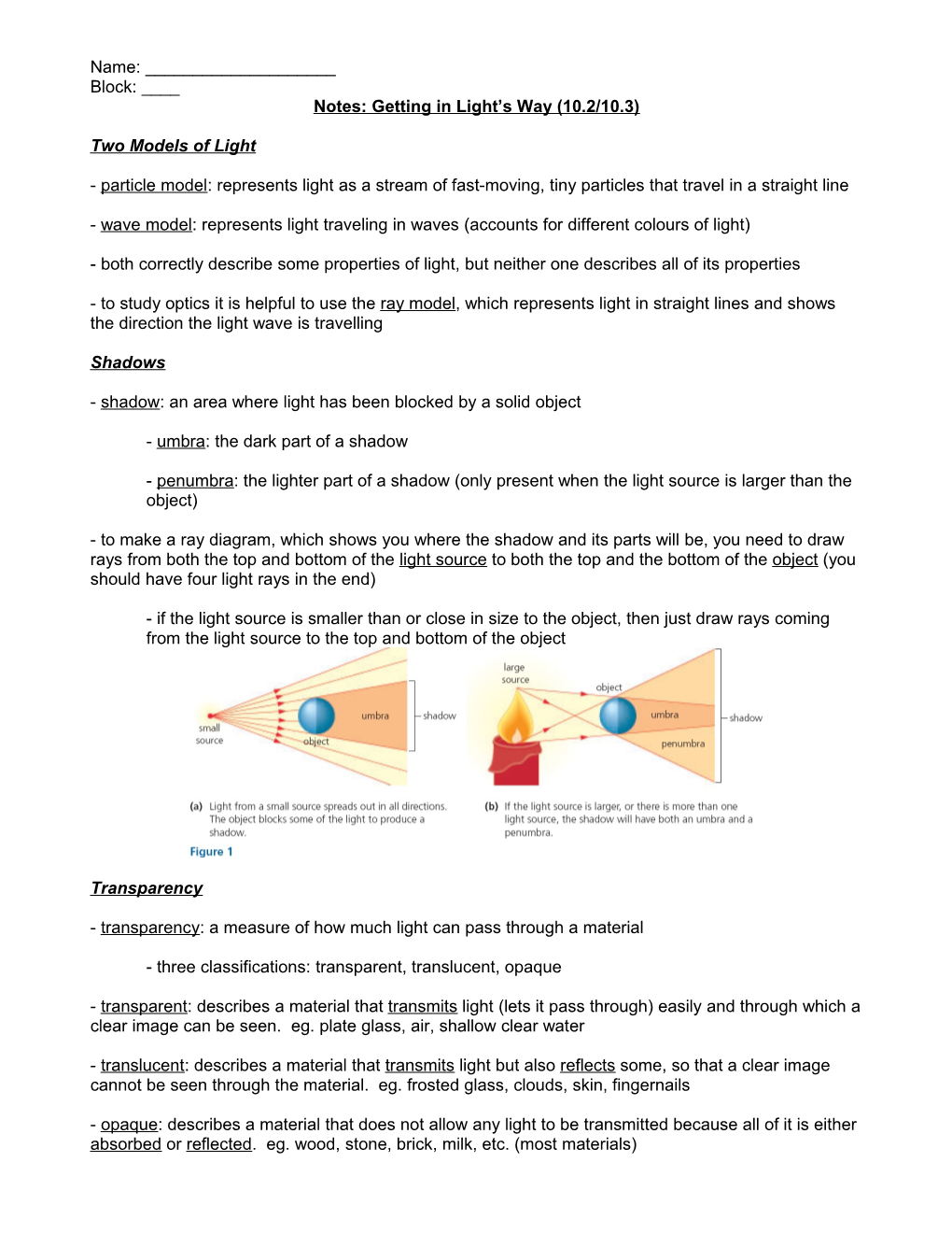 Notes: Getting in Light S Way (10.2/10.3)