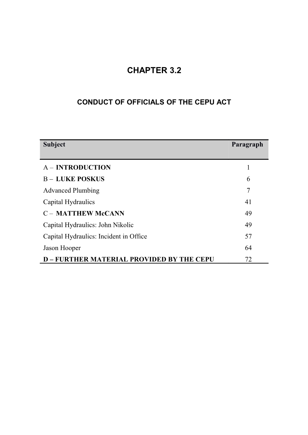 Conduct of Officials of the Cepu Act