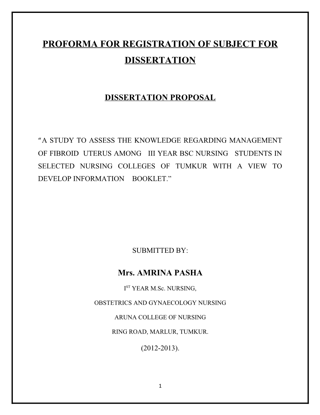 Proforma for Registration of Subject for Dissertation s4