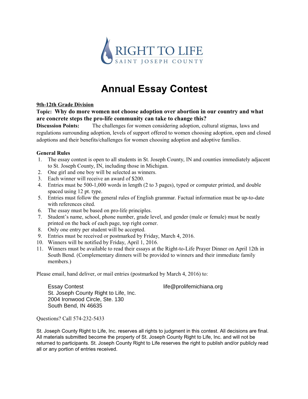Annual Essay Contest
