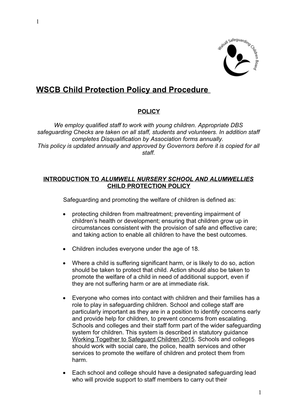 WSCB Child Protection Policy and Procedure