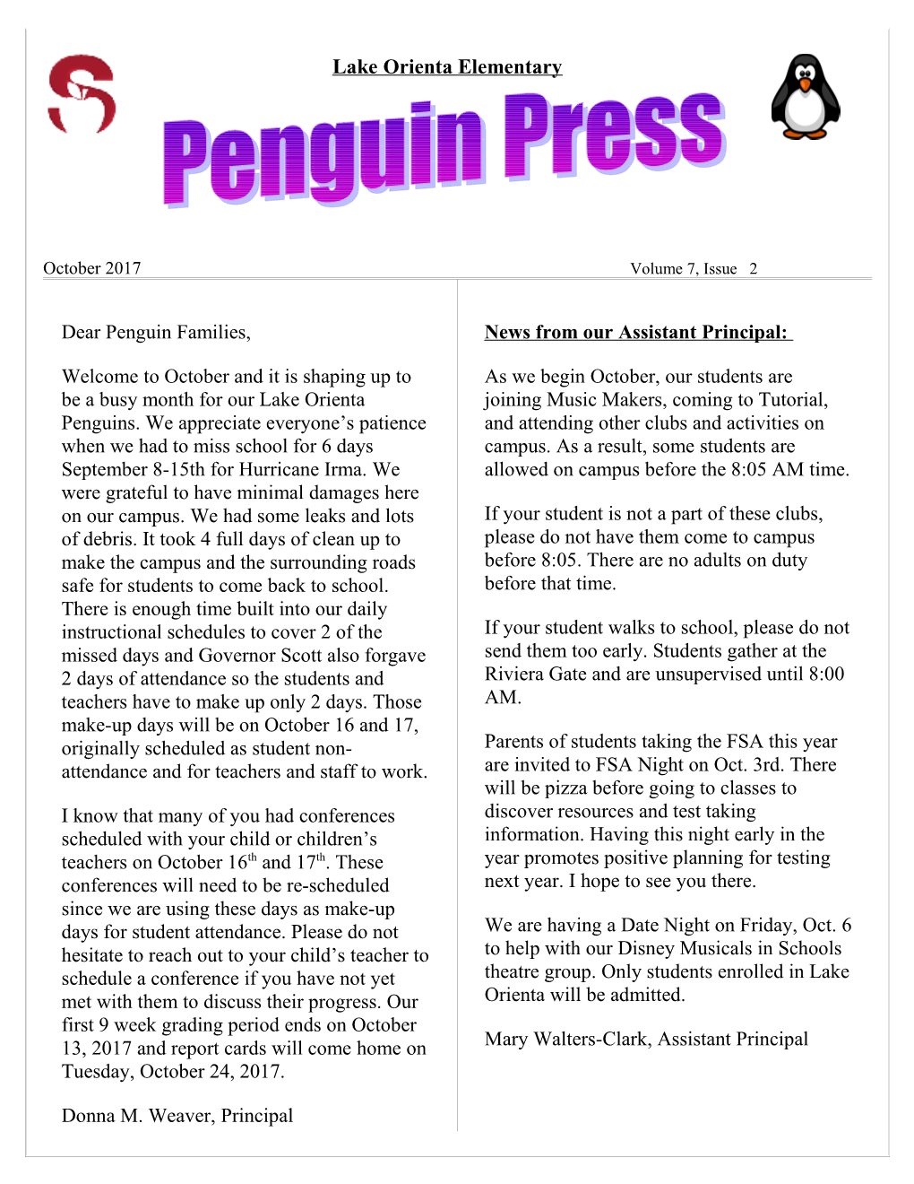 Dear Penguin Families