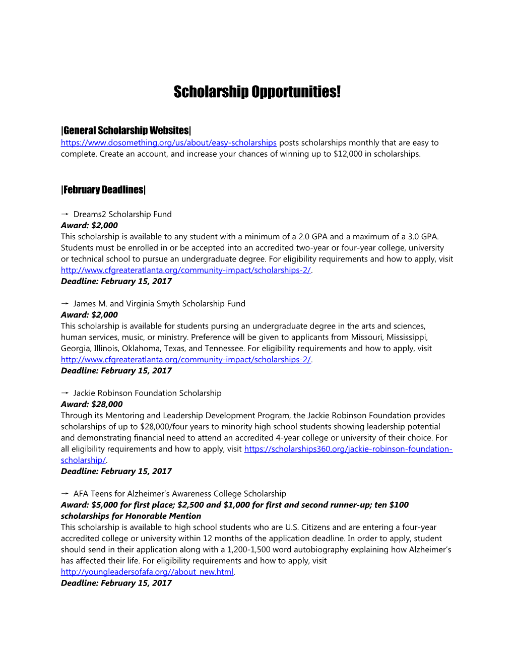 Scholarship Opportunities! s1