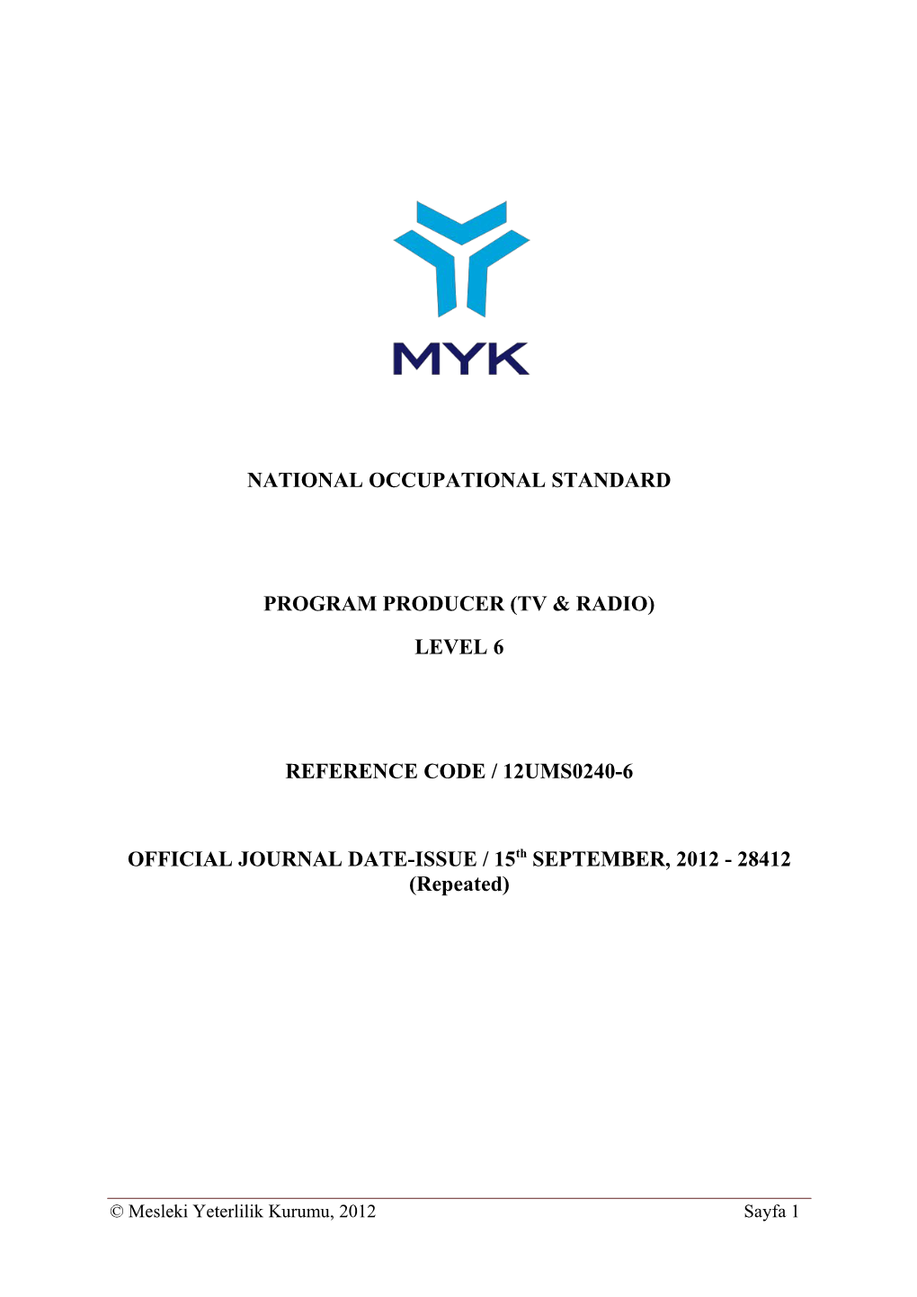 National Occupational Standard