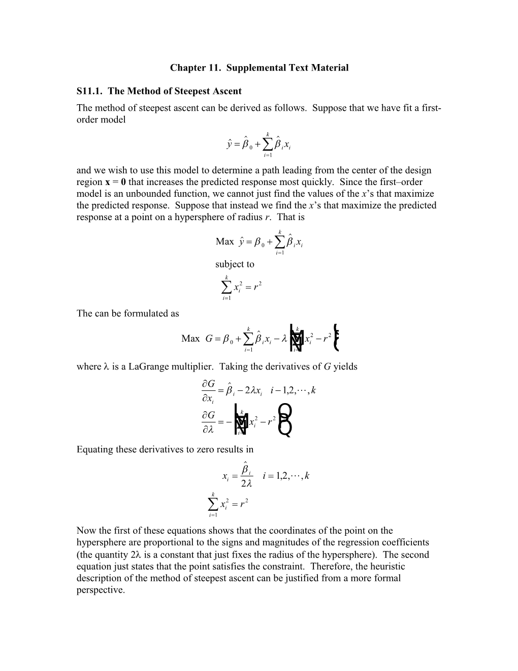 Chapter 11. Supplemental Text Material