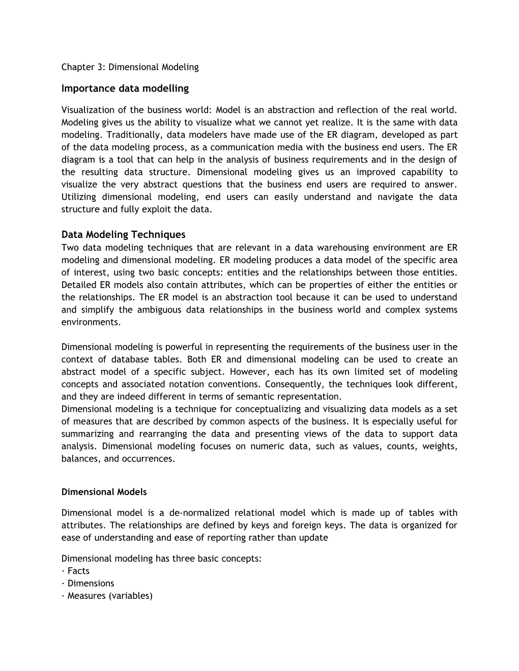 Importance Data Modelling