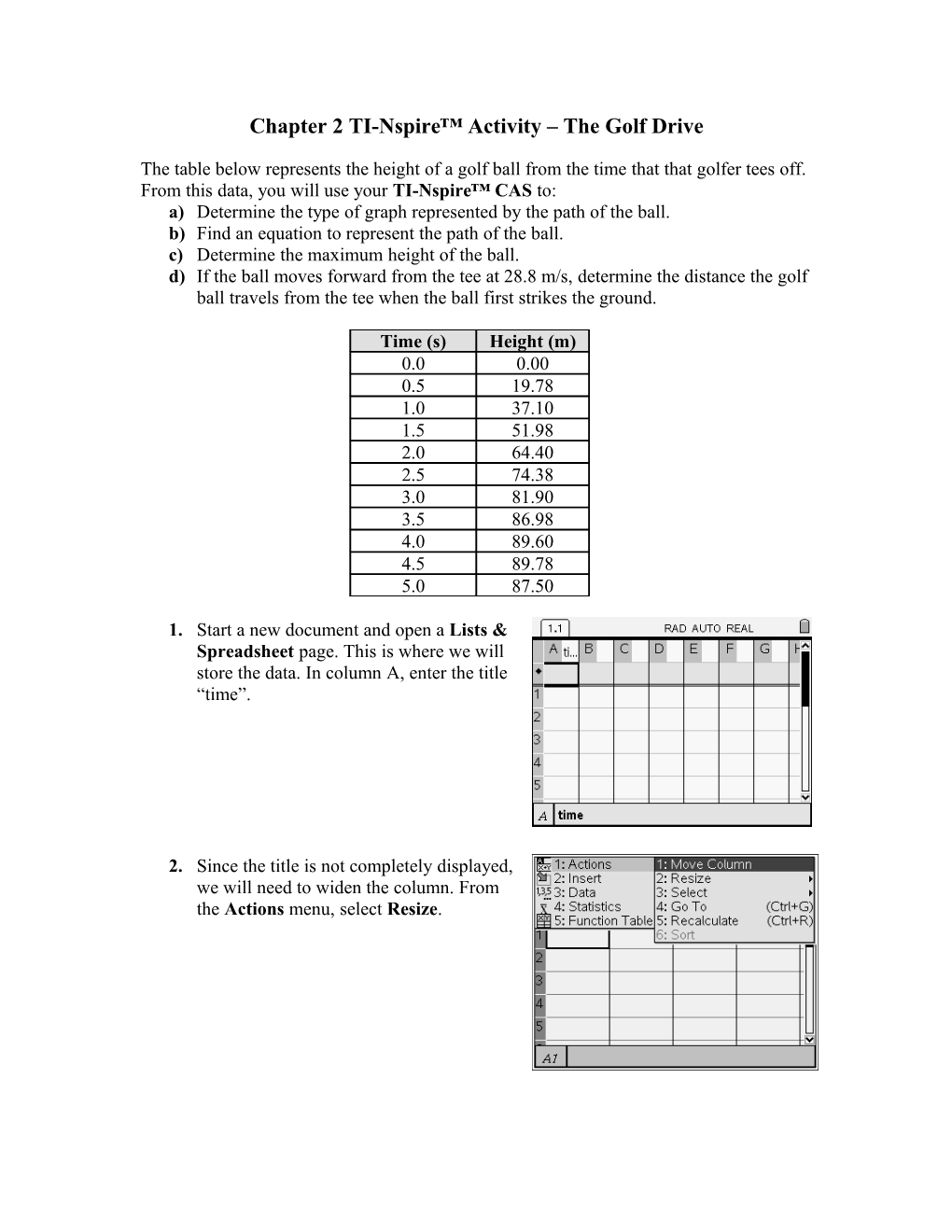 Chapter 2 TI Nspire Activity