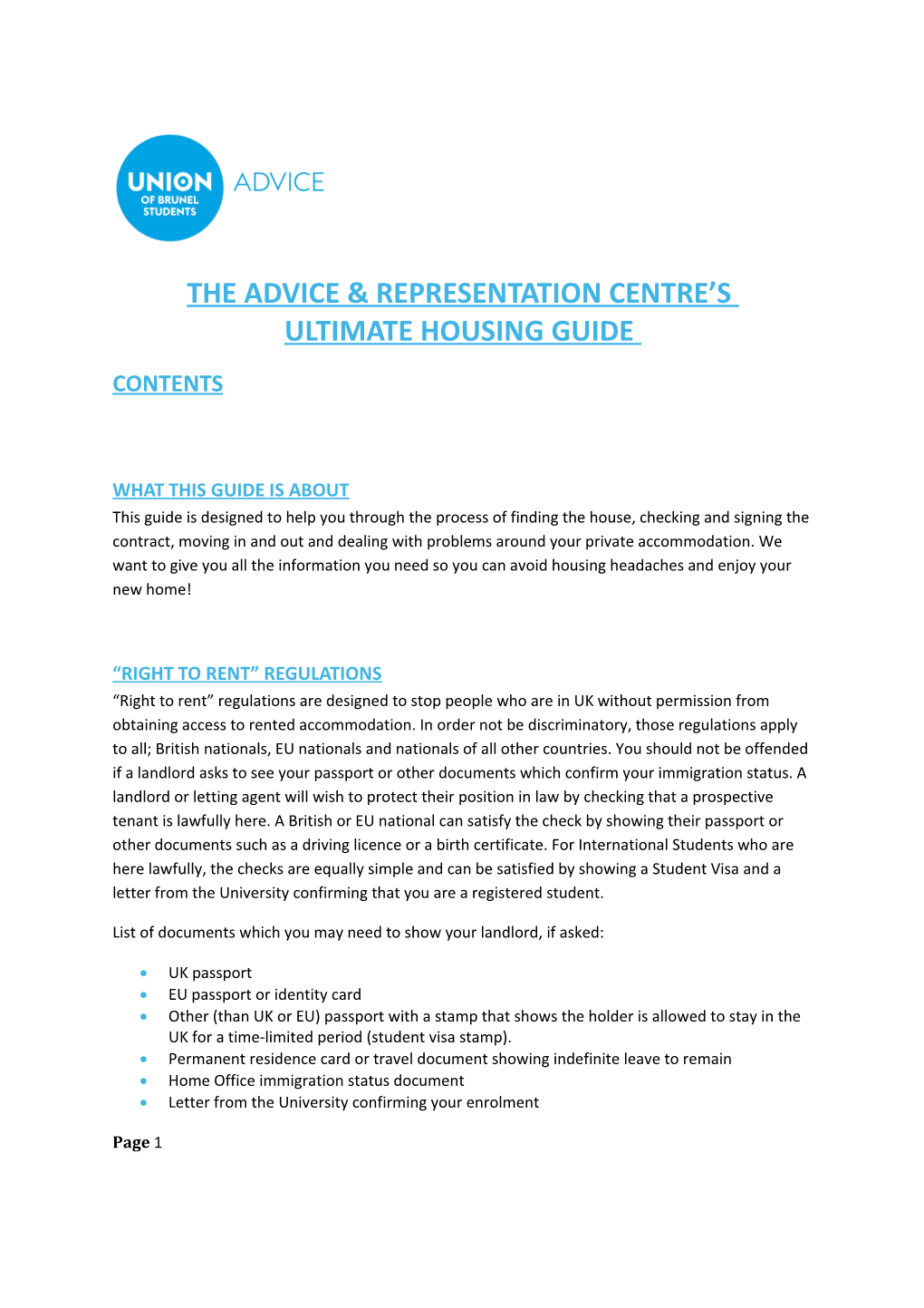THE ADVICE & REPRESENTATION CENTRE S Ultimate Housing Guide
