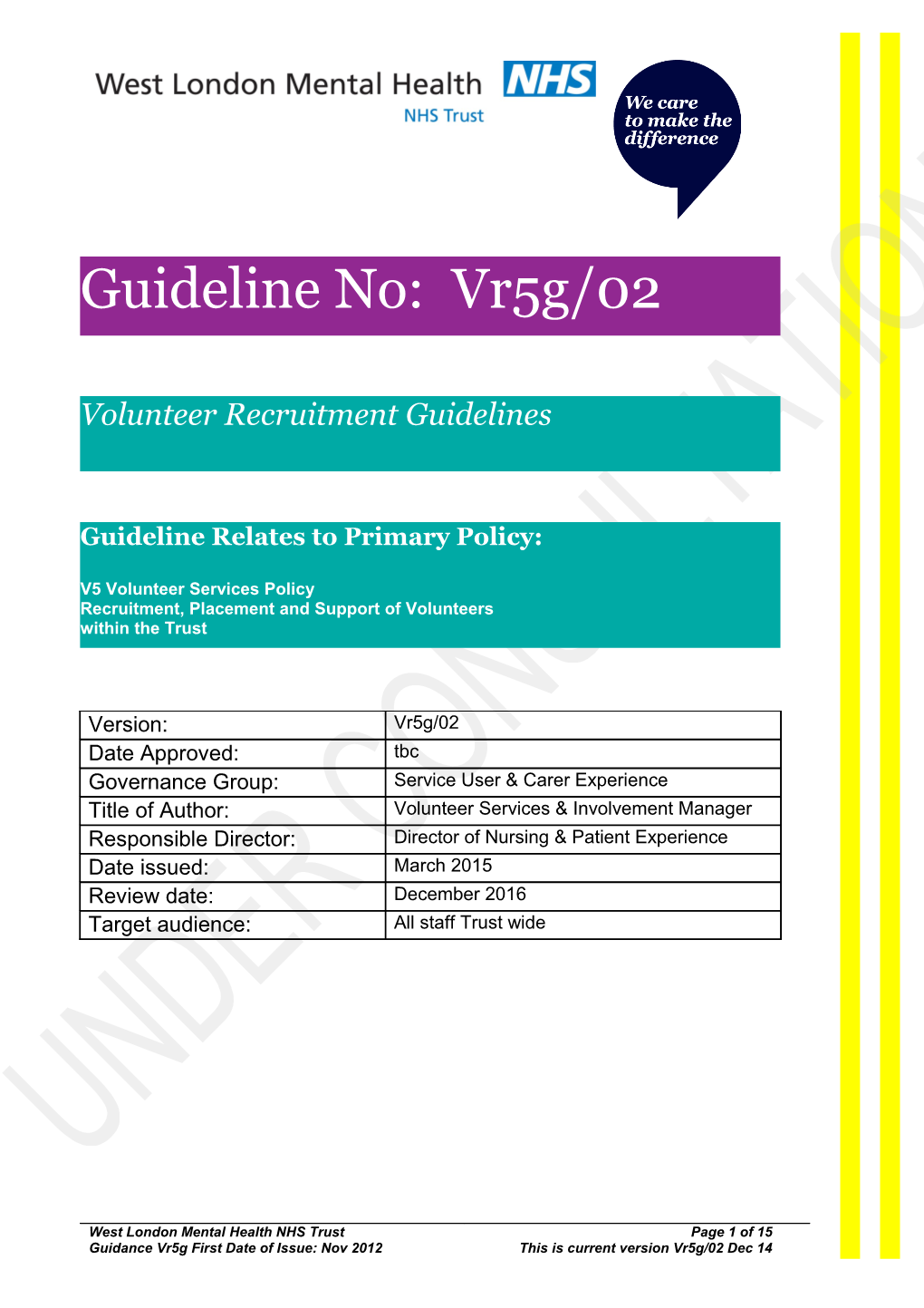 Vr5g/01: Volunteer Recruitment Guidelines