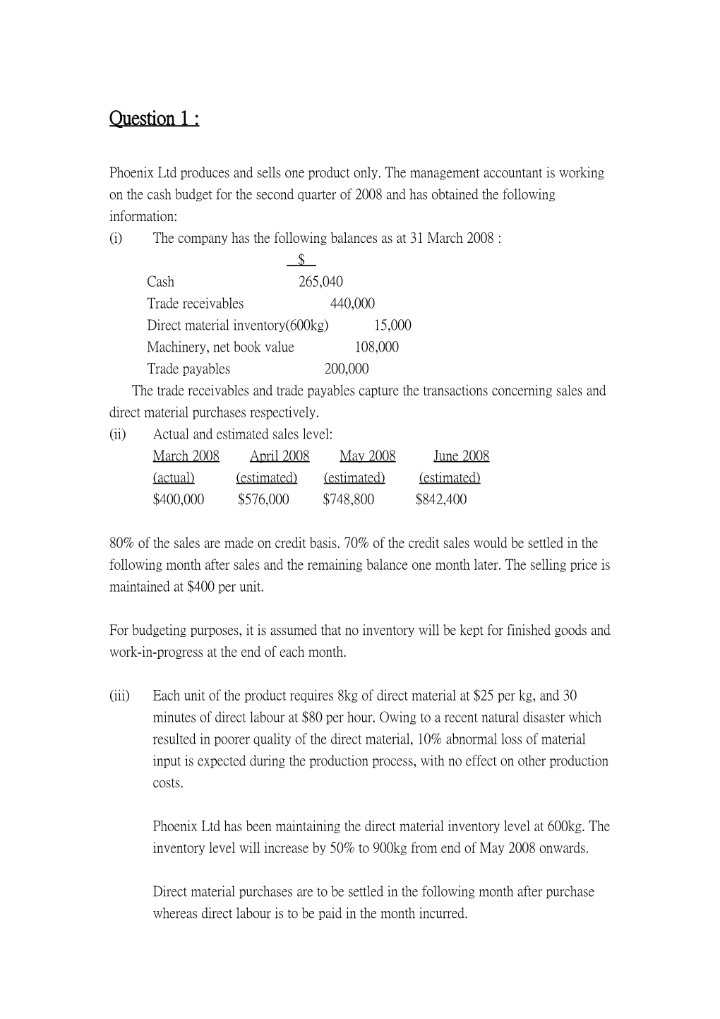 (I) the Company Has the Following Balances As at 31 March 2008