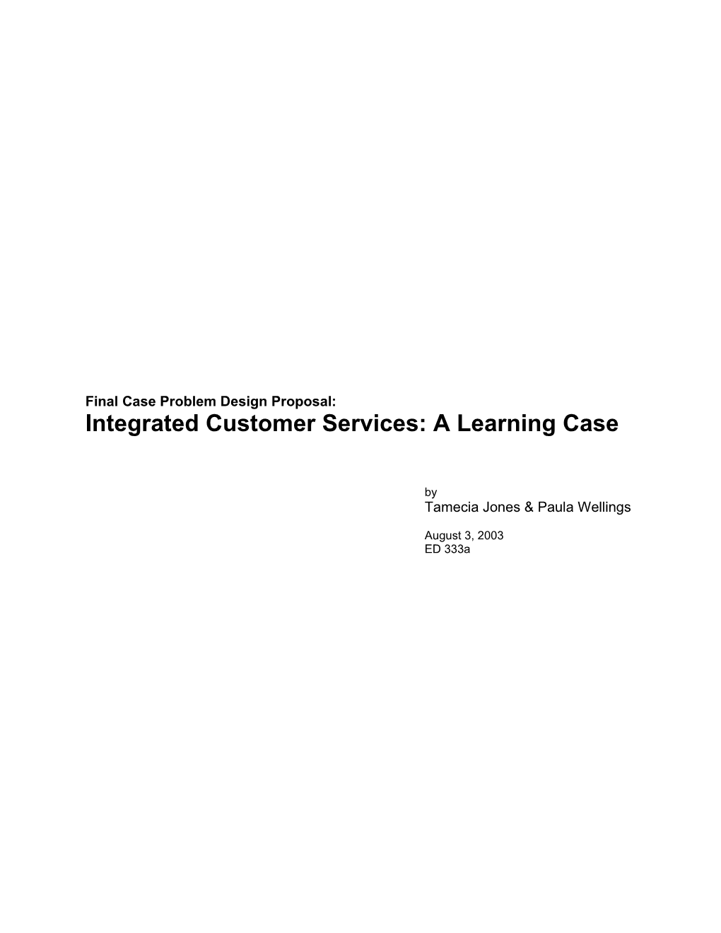 Final Case Problem Design Proposal