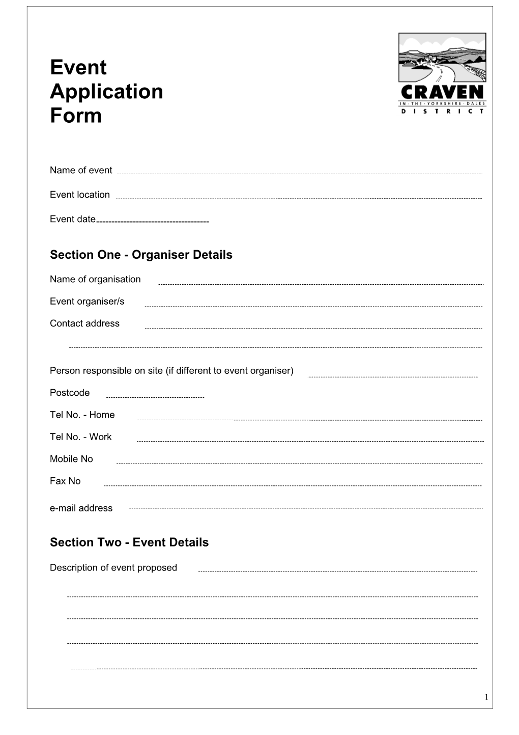 Event Application Form