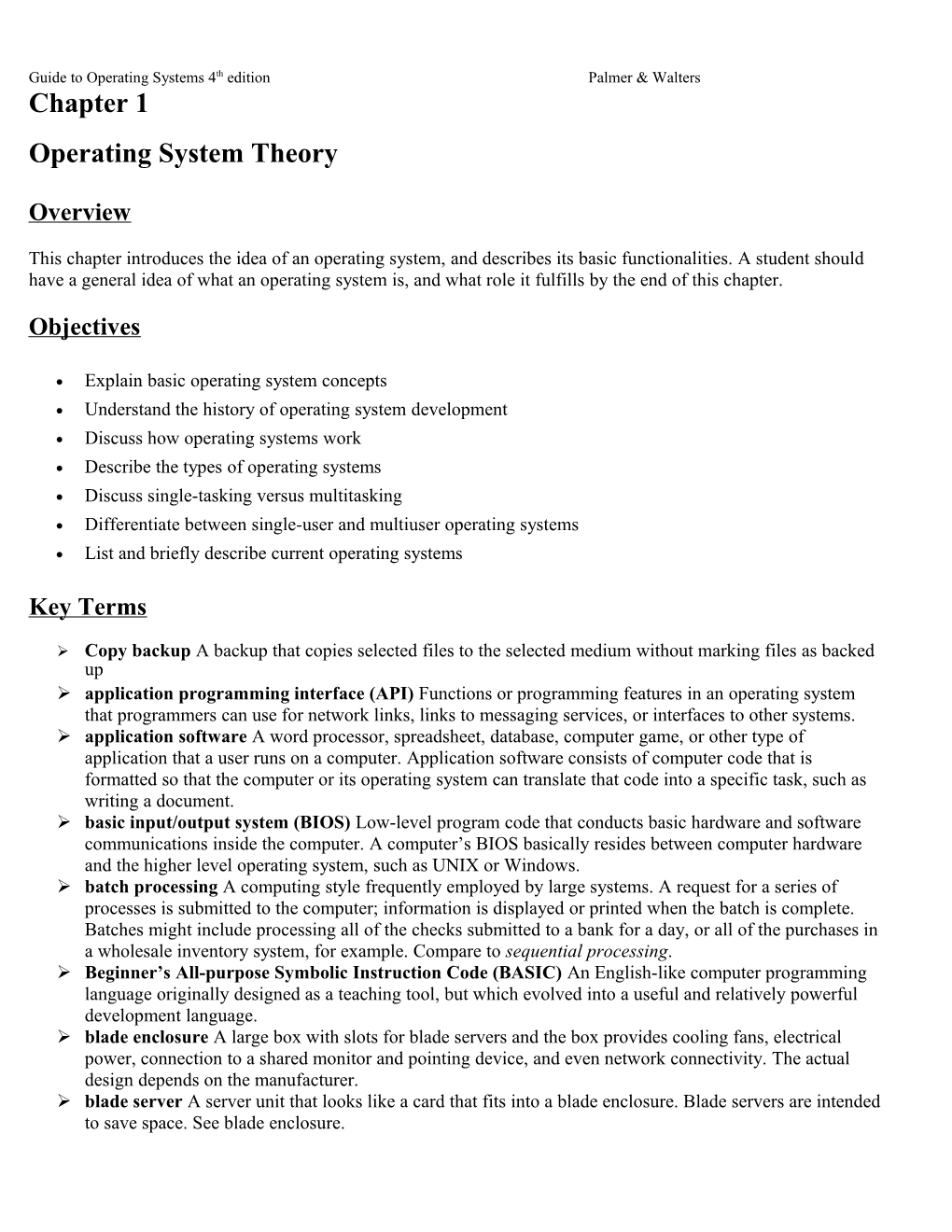 Guide to Operating Systems 4Th Edition Palmer & Walters