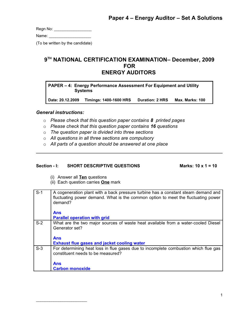 National Certification Examination 2008
