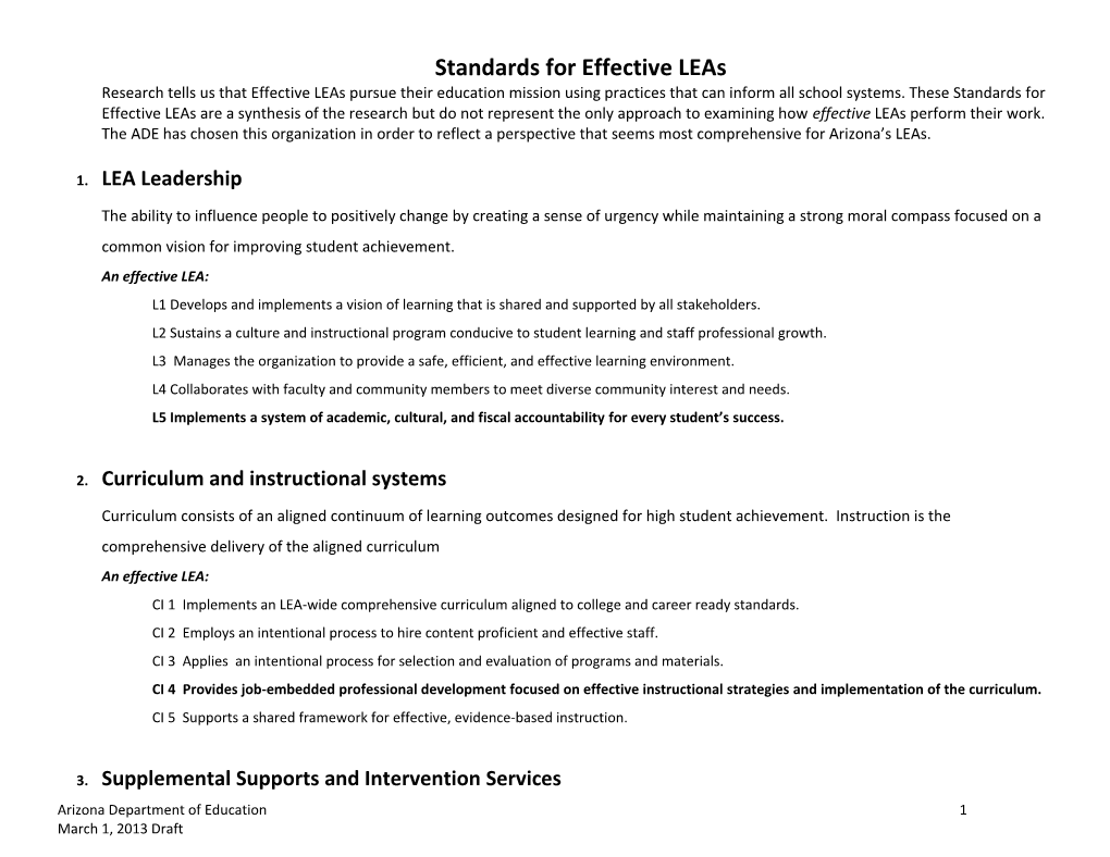 Standards for Effective Leas