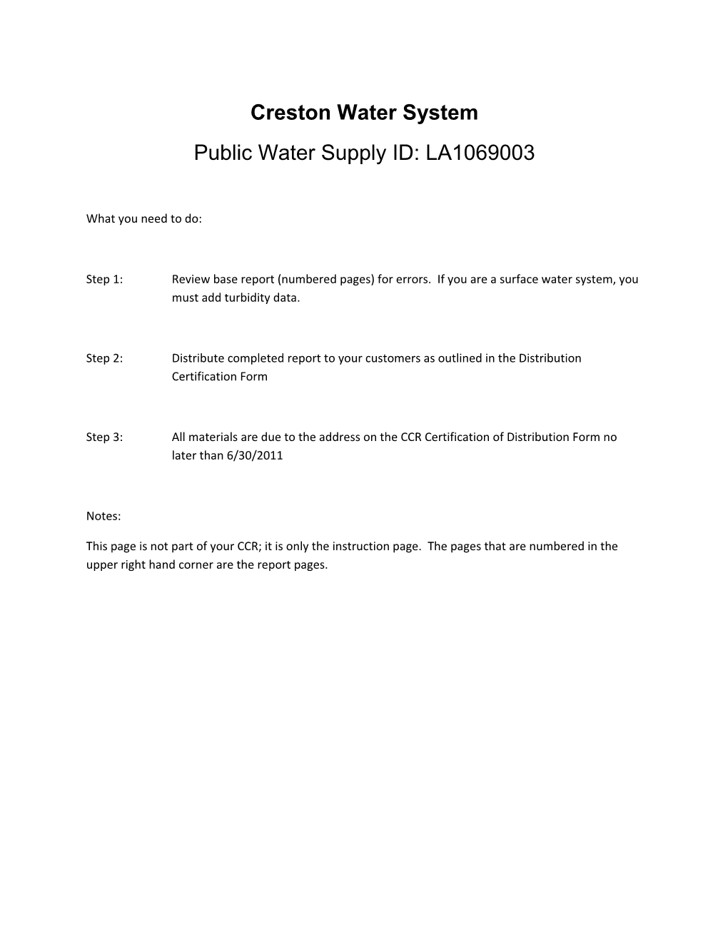 Creston Water System