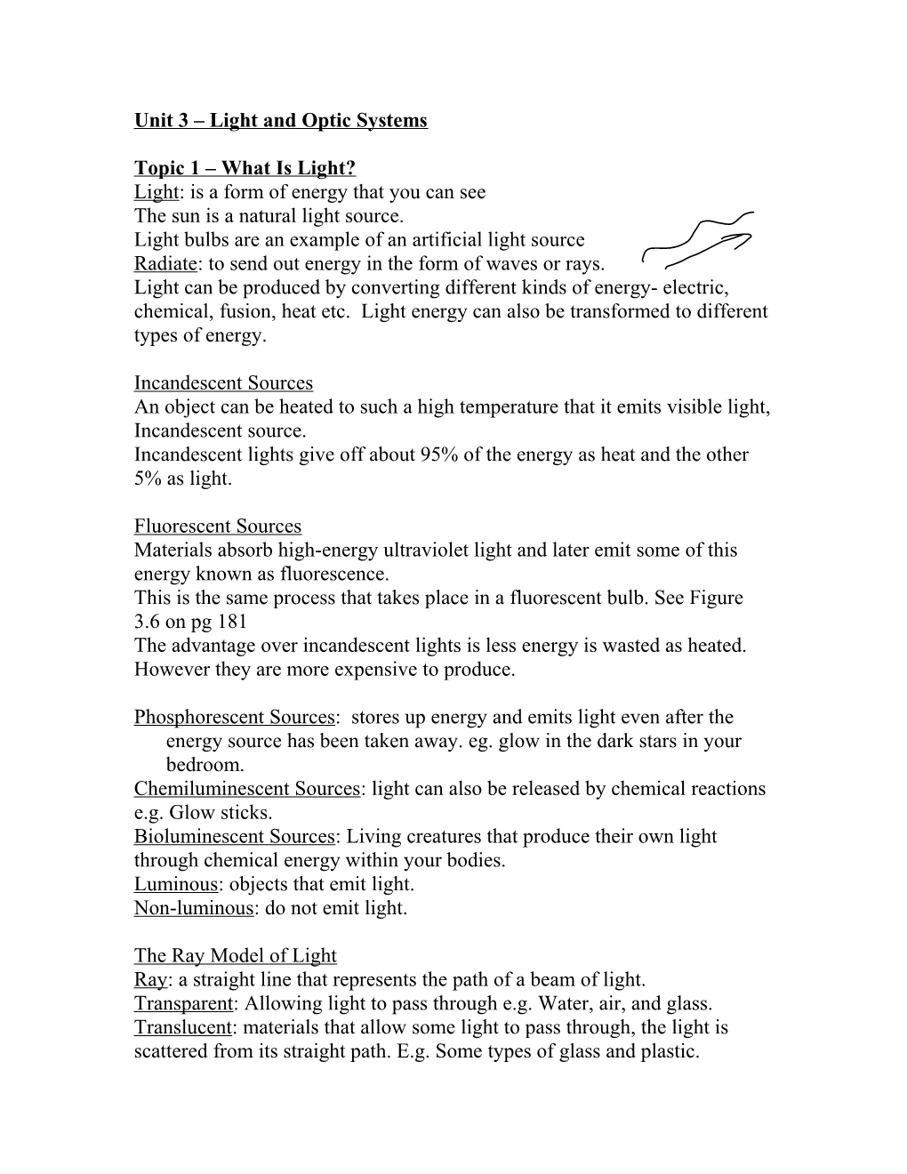 Unit 3 Light and Optic Systems