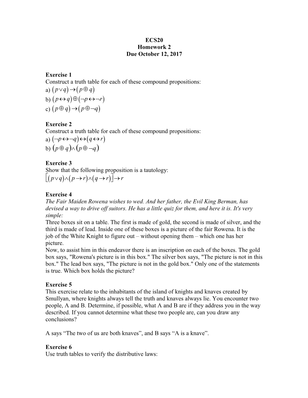 Construct a Truth Table for Each of These Compound Propositions