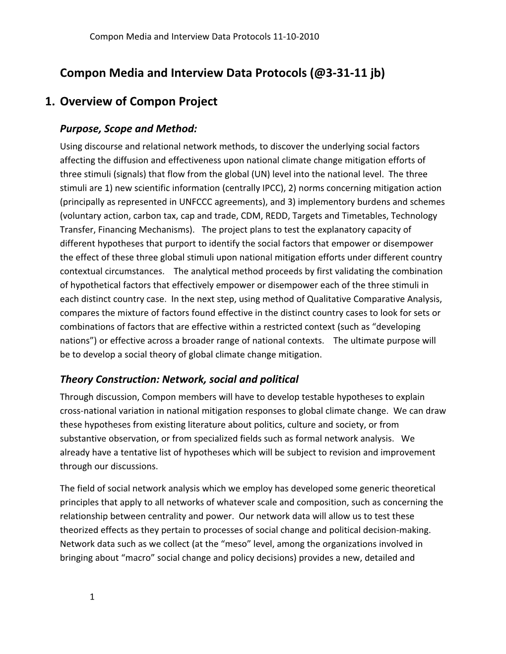 Compon Media and Interview Data Protocols 11-10-2010