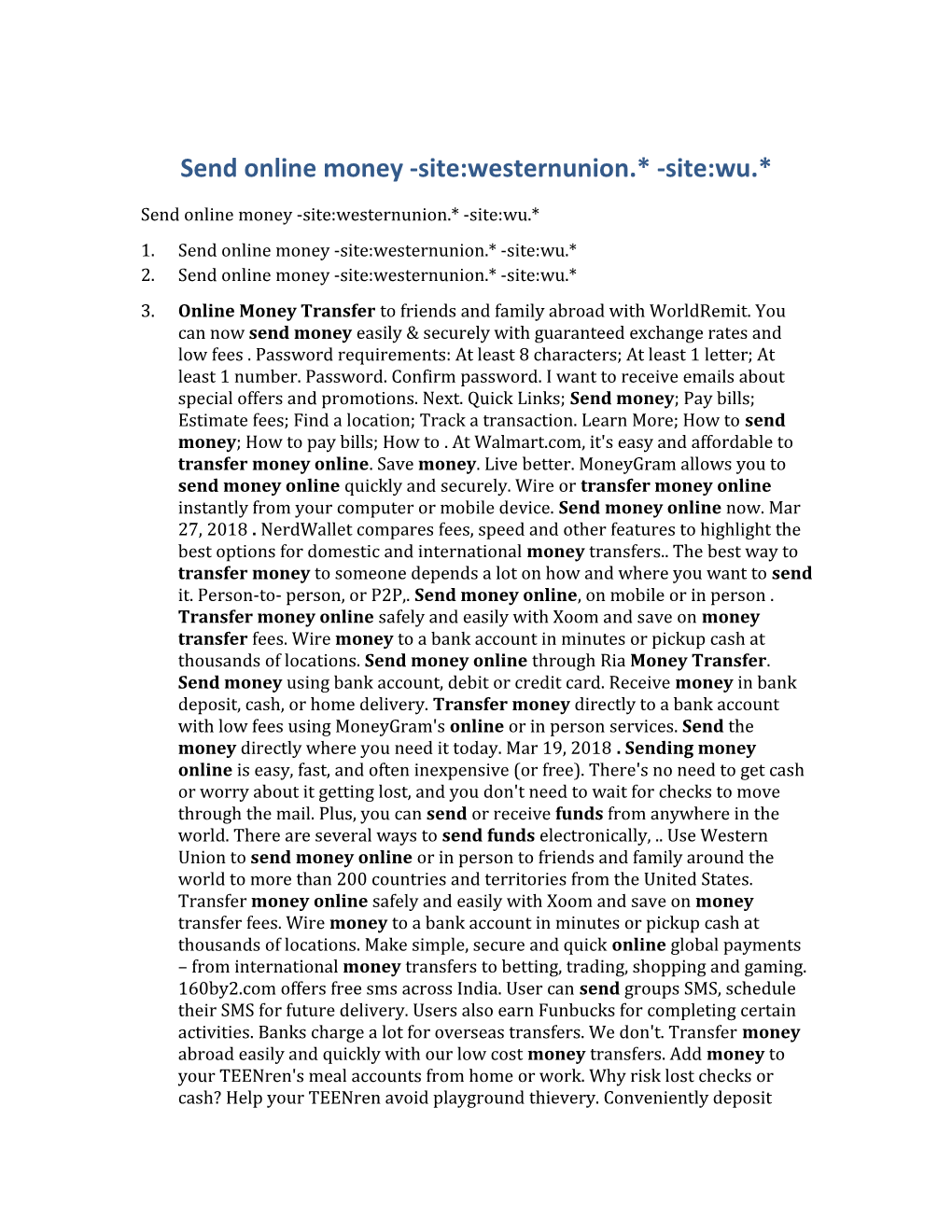 Send Online Money -Site:Westernunion.* -Site:Wu.*