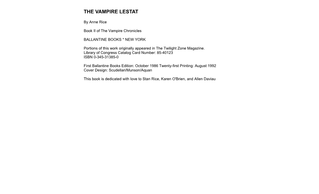 The Vampire Lestat