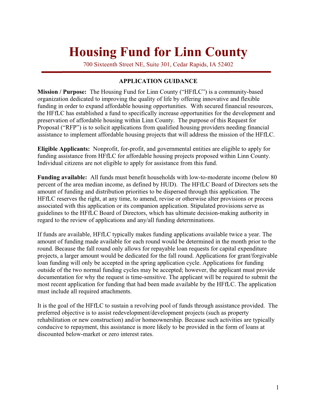 Housing Fund for Linn County
