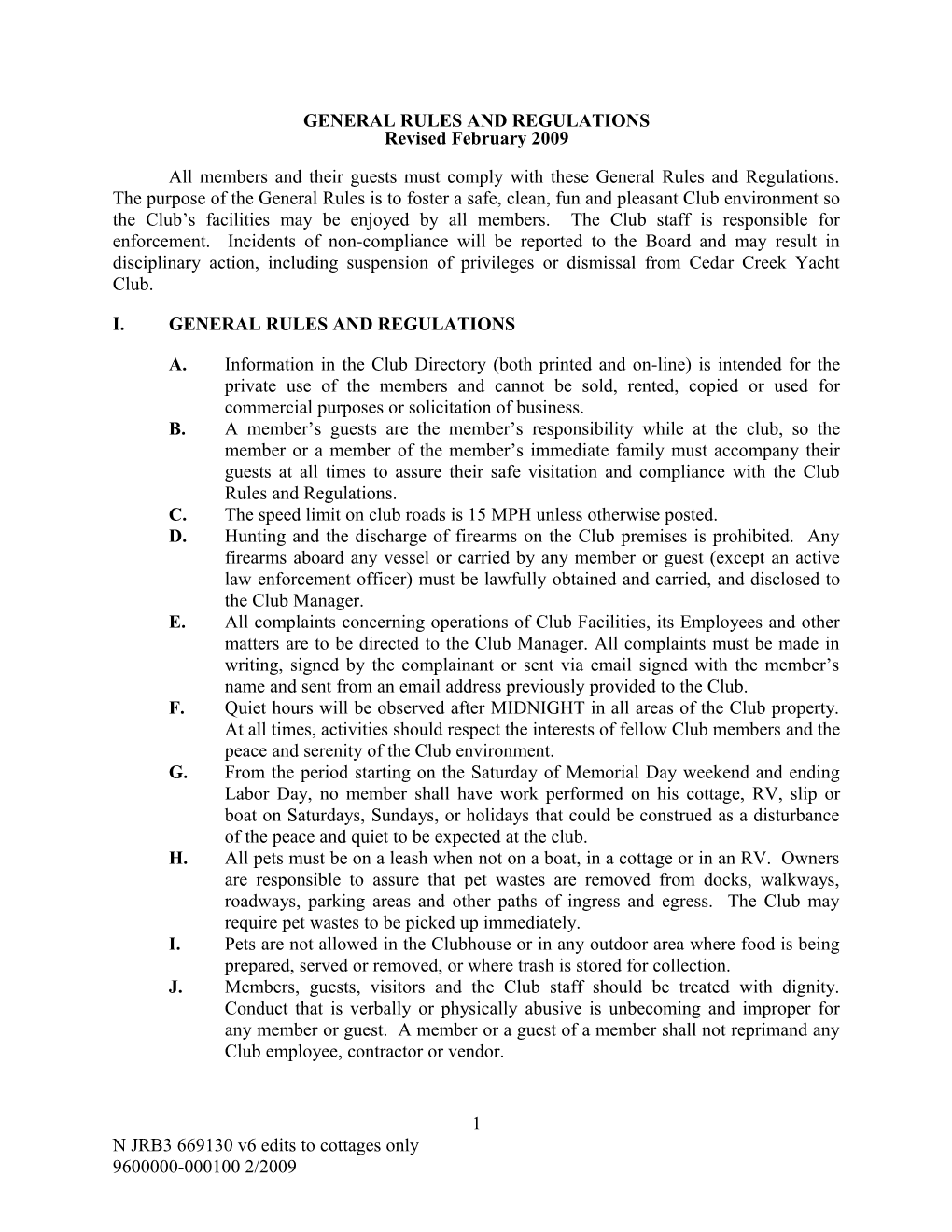 General Rules and Regulations