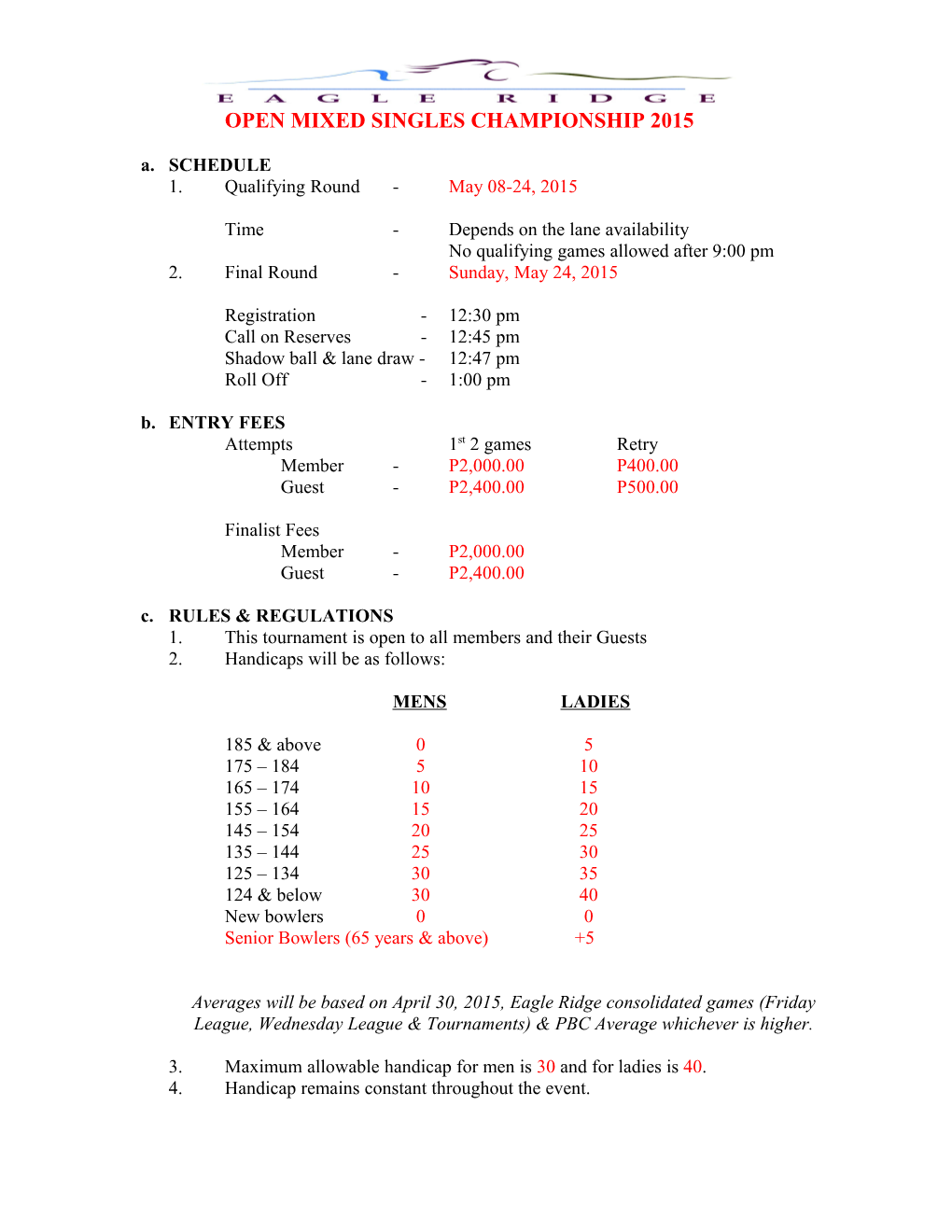 Eagle Ridge Open Mixed Singles