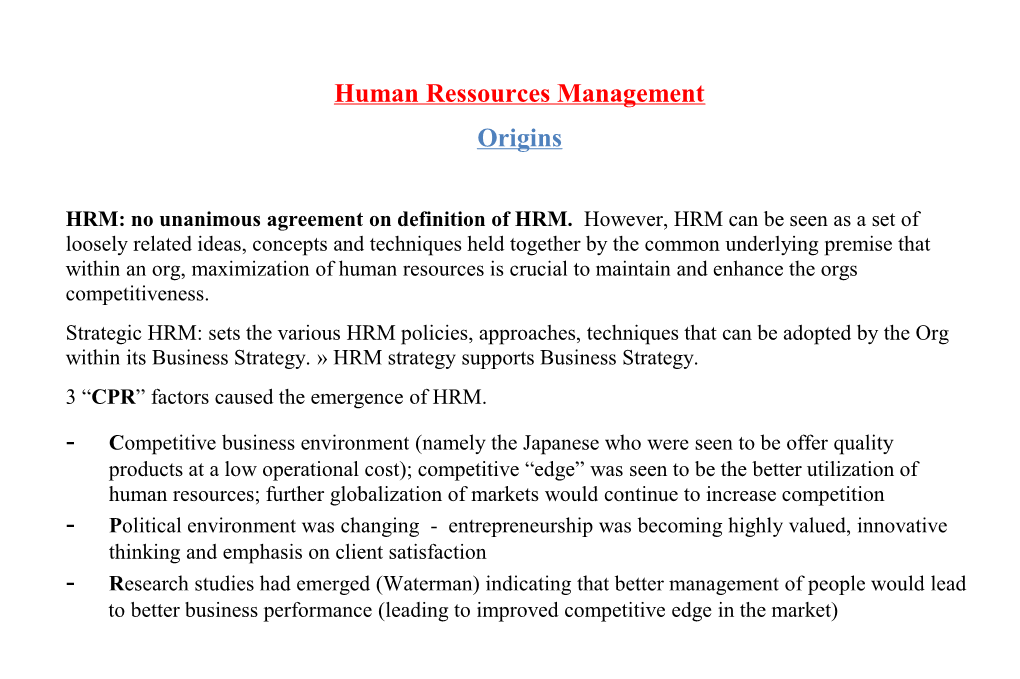 Human Ressources Management