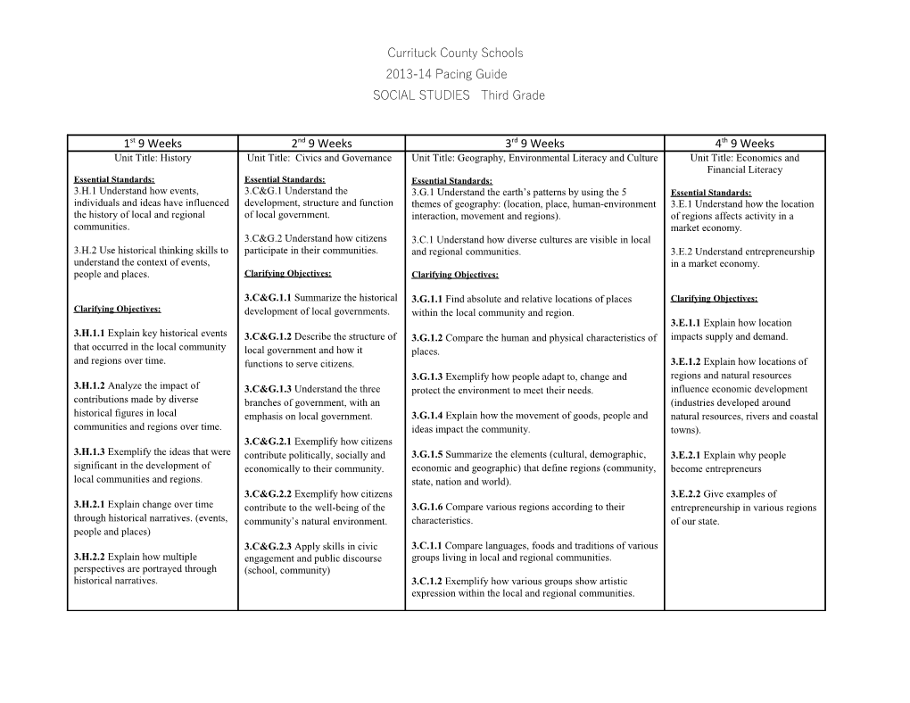 SOCIAL STUDIES Third Grade